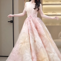 Sparkling Pink Tulle Prom Dress: Strapless Sequin A-Line - Thumbnail 2