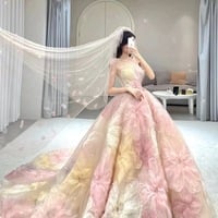 Sparkling Pink Tulle Prom Dress: Strapless Sequin A-Line - Thumbnail 5