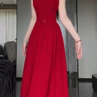 Maxi red dress gown dress party celebration clothing guest party long dress clothes long party evening vacation dress - Thumbnail 3
