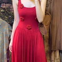 Maxi red dress gown dress party celebration clothing guest party long dress clothes long party evening vacation dress - Thumbnail 7