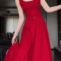 Maxi red dress gown dress party celebration clothing guest party long dress clothes long party evening vacation dress - Thumbnail 8