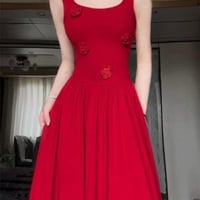 Maxi red dress gown dress party celebration clothing guest party long dress clothes long party evening vacation dress - Thumbnail 9