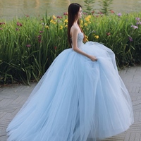 Blue Ball Gown Prom Dress, Strapless Beaded Corset Evening Gown, Tulle Quinceañera Dress, Luxury Gala Dress - Thumbnail 5