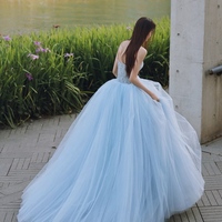 Blue Ball Gown Prom Dress, Strapless Beaded Corset Evening Gown, Tulle Quinceañera Dress, Luxury Gala Dress - Thumbnail 6