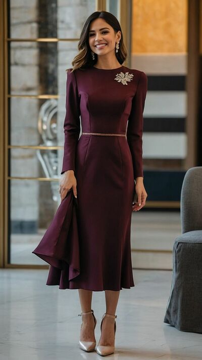 Elegant Sheath Burgundy Mother of the Bride/ Groom Dresses Formal Evening Gown