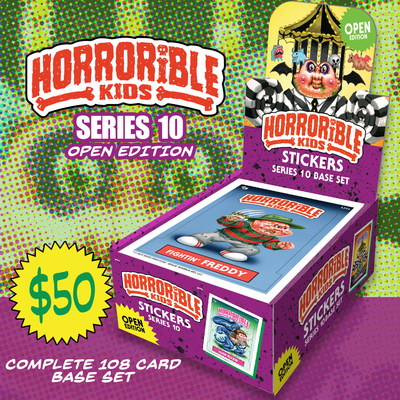 Horrorible kids trading cards - series 10 base set mini box *open edition