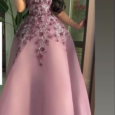 Ball gown 3d handmade flowers prom dress evening formal gown