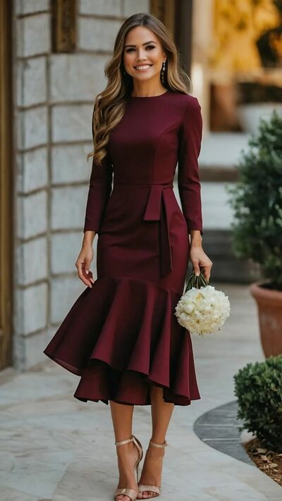 Burgundy Mermaid Prom Dress Evening Formal Gown