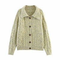 Fashionable loose single-breasted floral mixed color knitted cardigan top - Thumbnail 3