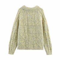 Fashionable loose single-breasted floral mixed color knitted cardigan top - Thumbnail 4