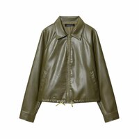American retro Korean style loose short drawstring leather jacket - Thumbnail 3