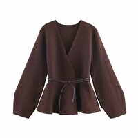 Belted knitted jacket - Thumbnail 1