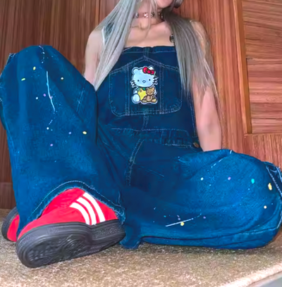 KITTY PRINTED DUNGAREES