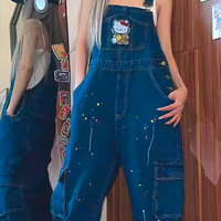 KITTY PRINTED DUNGAREES - Thumbnail 1