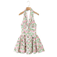 Sexy deep V-neck hollow waist retro halterneck dress - Thumbnail 1