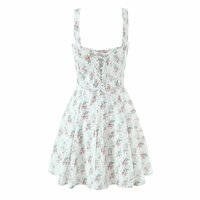 Fresh and sweet cream rose print hollow waist lace mini dress - Thumbnail 2