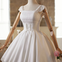 White A-Line Knee Length Prom Party Dress - Thumbnail 1