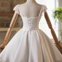 White A-Line Knee Length Prom Party Dress - Thumbnail 2