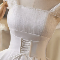 White A-Line Knee Length Prom Party Dress - Thumbnail 3