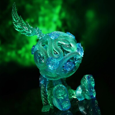 Arttoy by sank toys "good night series-snake & flowers-jade" 