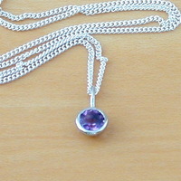 BOXED GIFT/Sterling Silver Amethyst Pendant & Chain/Amethyst Necklace/Amethyst Jewellery/Amethyst Jewelry/February Birthstone/UK - Thumbnail 1