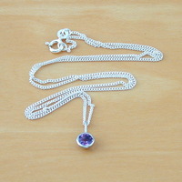 BOXED GIFT/Sterling Silver Amethyst Pendant & Chain/Amethyst Necklace/Amethyst Jewellery/Amethyst Jewelry/February Birthstone/UK - Thumbnail 2