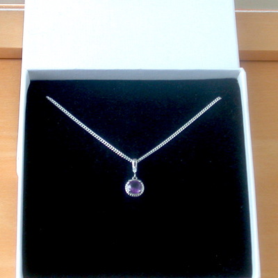 Boxed gift/sterling silver amethyst pendant & chain/amethyst necklace/amethyst jewellery/amethyst jewelry/february birthstone/uk