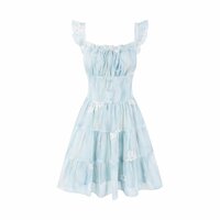 Women's summer new French style holiday fairy dress with backless tie waist cake dress - Thumbnail 1