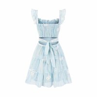 Women's summer new French style holiday fairy dress with backless tie waist cake dress - Thumbnail 2