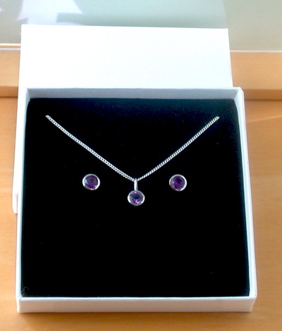 BOXED GIFT SET/Sterling Silver Amethyst Pendant & Chain/Amethyst Necklace/Amethyst Jewellery/Amethyst Jewelry/UK