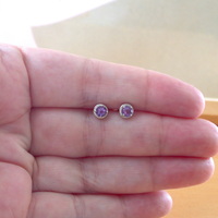BOXED GIFT/Sterling Silver Amethyst Stud Earrings/Amethyst Earrings/Amethyst Studs/Amethyst Jewellery/Amethyst Jewelry/UK - Thumbnail 2