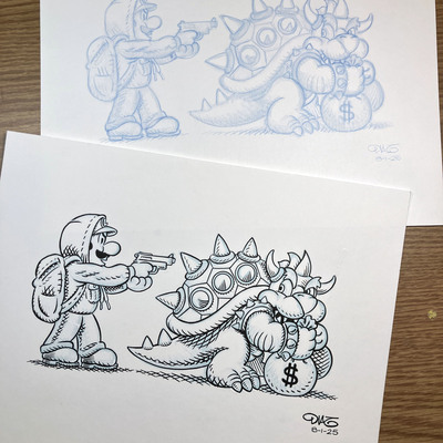 Mangione luigi parody final pen & ink original art