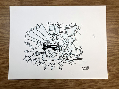 Crooked CHRIS Pen & Ink Original Art Superman Parody