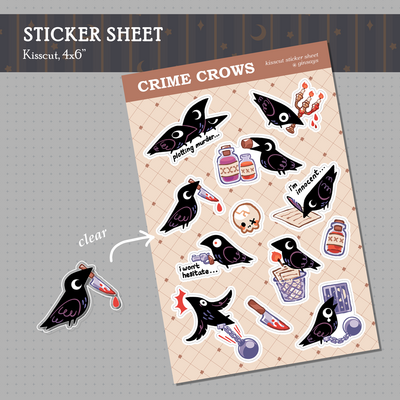 Crow Crimes Sticker Sheet