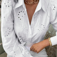 Long Sleeved Women'S Embroidered White Shirt - Thumbnail 2