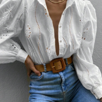 Long Sleeved Women'S Embroidered White Shirt - Thumbnail 3