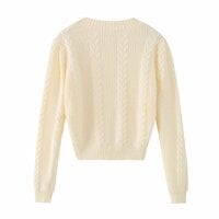 Retro Gentle Lazy Cable Round Neck Pullover Sweater - Thumbnail 3