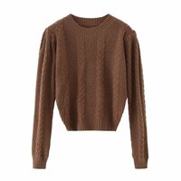 Retro Gentle Lazy Cable Round Neck Pullover Sweater - Thumbnail 4