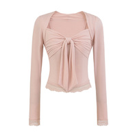 Sweet girl casual bow suspender waistcoat two-piece suit - Thumbnail 2
