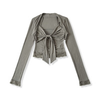 Sweet girl casual bow suspender waistcoat two-piece suit - Thumbnail 5