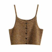 Simple and elegant casual floral line layered single-breasted camisole knitted vest - Thumbnail 1