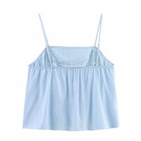 Simple and fresh girl sweet casual outer wear embroidered top with small camisole - Thumbnail 3