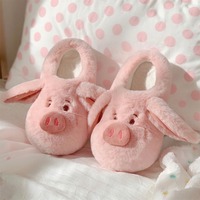 Cute Long Ears Pig Plush Slippers - Thumbnail 1
