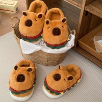 Capybara Hamburger Plush Slippers - Thumbnail 2
