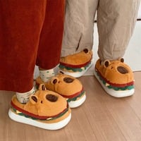 Capybara Hamburger Plush Slippers - Thumbnail 1