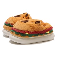 Capybara Hamburger Plush Slippers - Thumbnail 5