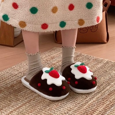 Strawberry Cake Plush Slippers