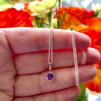 BOXED GIFT SET/Sterling Silver Amethyst Pendant & Chain/Amethyst Necklace/Amethyst Jewellery/Amethyst Earrings/UK - Thumbnail 3