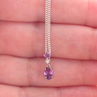 BOXED GIFT/Sterling Silver Amethyst & Cz Pendant & Chain/Amethyst Necklace/Amethyst Jewellery/Amethyst Jewelry/UK - Thumbnail 3
