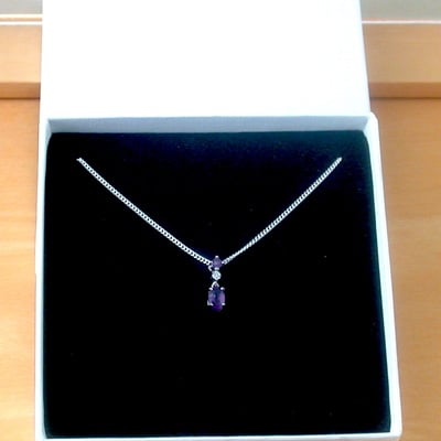 Boxed gift/sterling silver amethyst & cz pendant & chain/amethyst necklace/amethyst jewellery/amethyst jewelry/uk